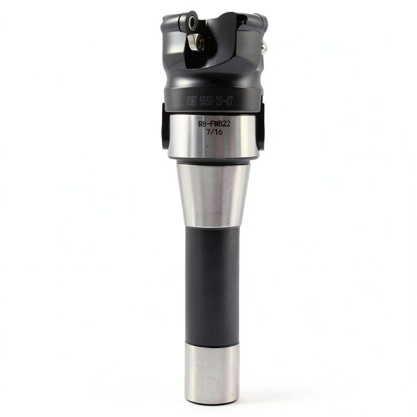 R8 FMB22 7/16-20 Shank Face End Mill Arbor and 1.97"/50mm Cutting Diameter 4 Flute EMR 5R50-22-4T CNC Face End Milling Shell Cutter with 10Pcs RPMW1003 Round Carbide Inserts and T15 Wrench-2