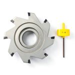 OSCARBIDE 5" x1-1/2 Indexable Face Mill, 1-1/2" Arbor Hole, 5" Cutting Diameter, Coolant Thru, 8 Flutes, 90°, 8pcs APKT1604 Inserts-0